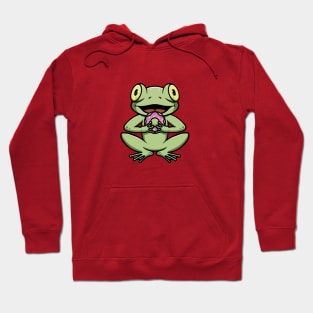 Cute Frog Eating Donut Hoodie